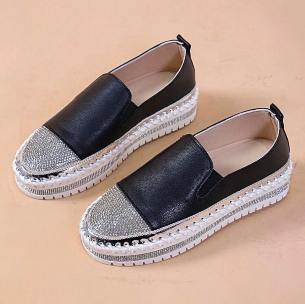 EMERY ROSE Rhinestone Decor Two Tone Loafers - Picture 3 of 3